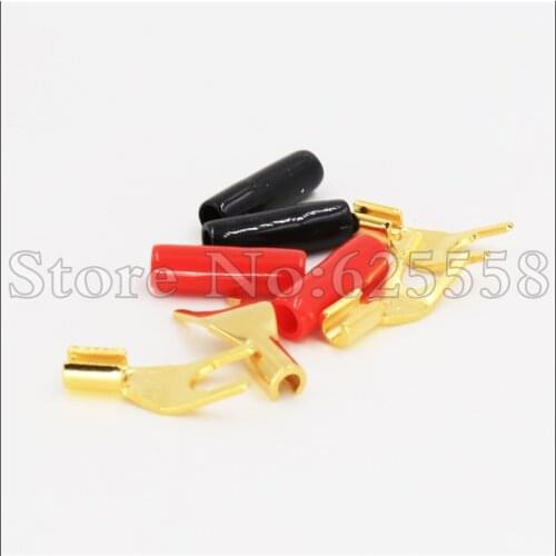 12pcs High Quality Gold Plated Spade Plug Speaker Cable Spade Connector Terminal Plug