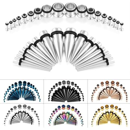 14G-00G 24/36pcs Ear Gauges Stretching Kit Stainless Steel Acrylic Tapers Plugs Eyelets Set Flesh Tunnels Ear Piercing Jewelry
