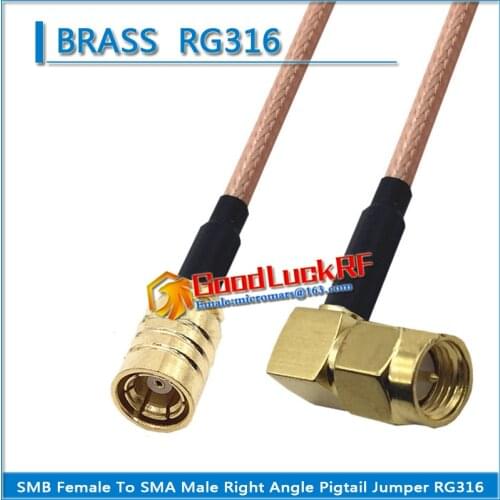 1X Pcs High-quality SMB Female to SMA Male 90 Degree Right Angle Plug Pigtail Jumper RG316 Cable Coaxial 50 ohm SMA to SMB