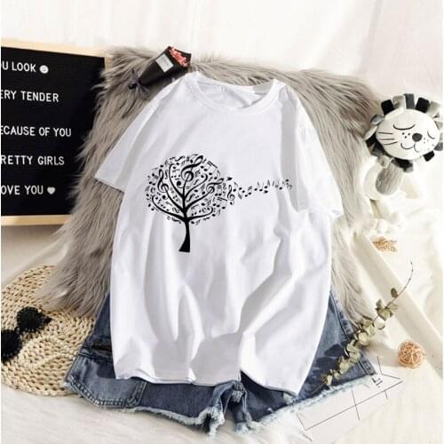 2020 Summer Women T-shirt Music tree Printed Tshirts Casual Tops Tee Harajuku 90s Vintage White tshirt Female Clothing
