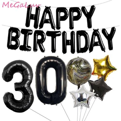 30th 40Inch Number Balloon Kids Adult Birthday Foil Ballon Happy Birthday Banner Decoration Anniversary Party Supplies