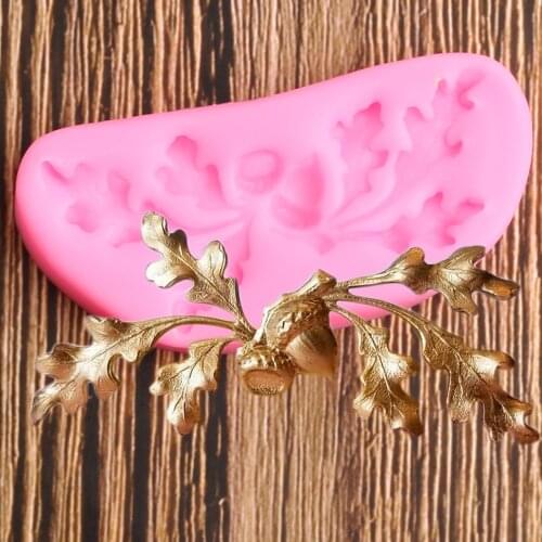3D Oak Leaves Silicone Mold Acorn Fondant Polymer Clay Molds Cake Decorating Tools Candy Chocolate Gumpaste Moulds