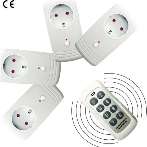 4pcs Wireless RF 433MHz Intelligent 4 Smart Electrical Power Plug Socket Outlet W/ Remote Control Switch 1 Transmitter US EU UK