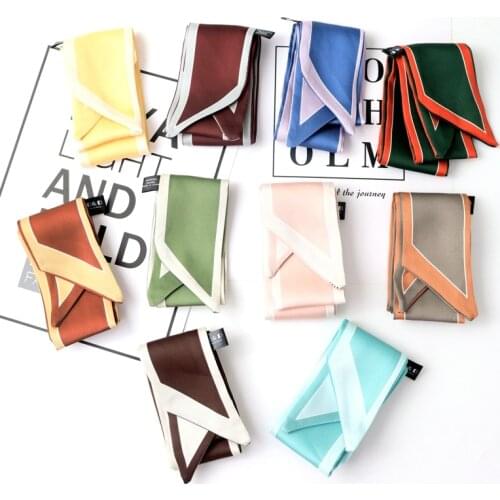 90cm*6cm color matching simple fashion small ribbon silk scarves spring summer handbags scarf women skinny scarf