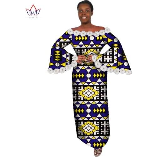 African-Dresses-for-Women-plus-size 2020 Dashiki Elegant Traditional African Clothing Flare Sleeve Party Dress WY3255