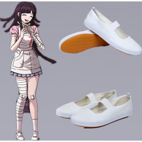 Anime Dangan Ronpa 2 Mikan Tsumiki Shoes Cosplay Sayori Student Canvas White Shoes Nene Yashi Shoes Girls Canvas Dancing Shoes