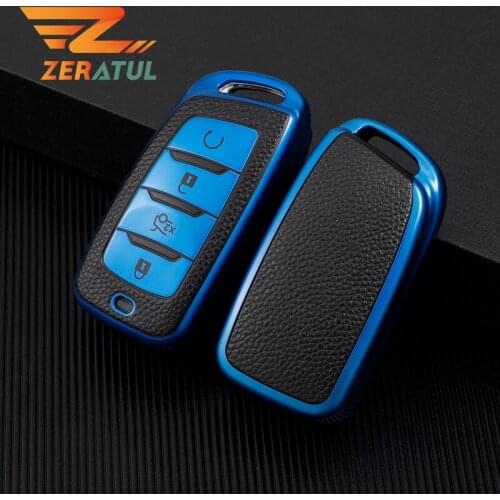 Zeratul TPU Leahter Car Remote Key Case Cover Bag Shell Fob Holder Keychain Protector For Changan CS85 CS35 plus CS25 CS95 CS85