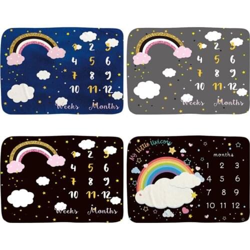 Baby Milestone Rainbow Blanket Newborn Photo Background Cloth Infants Monthly Record Growth Swaddle Wrap Photography Props