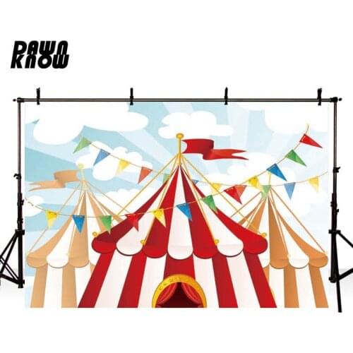 DAWNKNOW Cartoon Circus Flag Photography Background Backdrop Baby Photocall Shoot Children Photo Studio Props GY337