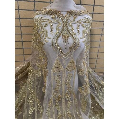 French Net Lace Fabric L-188883 hot sale embroidery mesh fabric nigerian tulle lace fabric