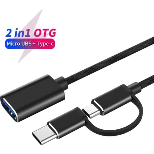 2 in 1 OTG Adapter Cable USB 3.0 to Micro USB Type C Data Adapter For Samsung Xiaomi Huawei Type-C OTG Cable Charging Converters
