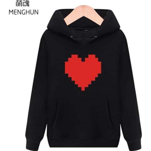 Cool game concept 8 bit retro game effect heart printing hoodies Undertale hoodies unisex lovers hoodies warm costume ac730
