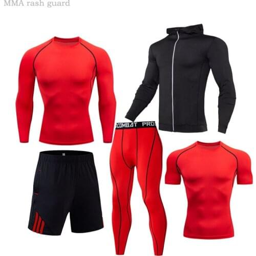 Compression Sport Suit Men Training Suits Set Top Leggings for Gym Running Sportswear Tracksuits Male MMA Jogging Skin Care Kits