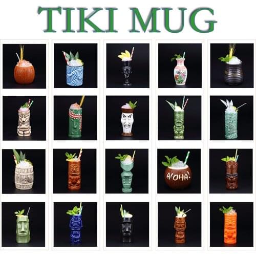 Bar Tiki Mug Hawaiian Creative Bartender Cocktail Cup Wine Glass Totem Cup Tiki Mug Drinking Glass Bar Tools wine glass