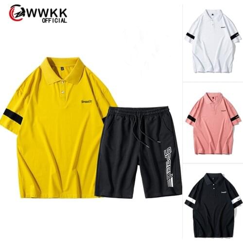 Summer Mens Sets Short Sleeve Print Tracksuit Men Sportswear Casual 2 Pieces Set Polo shirt+Shorts Male Clothes Slim Sports Suit
