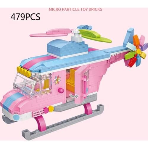 LOZ creative city vehicle mini diamond building block pink helicopter assemble model bricks toys collection for kids gift