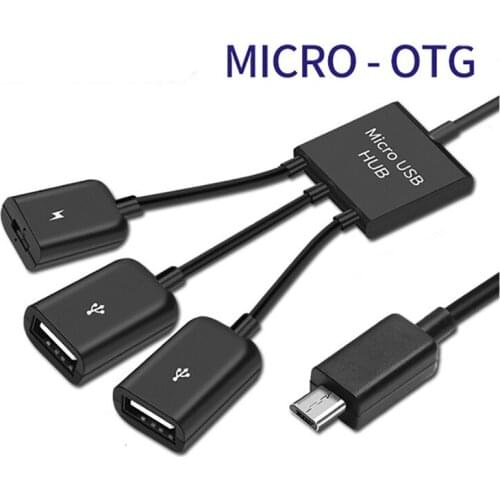 Micro USB HUB Adapter with Power, 3-Port Charging OTG Host Cable Cord Adapter Compatible with Android Smart Phone Tablet
