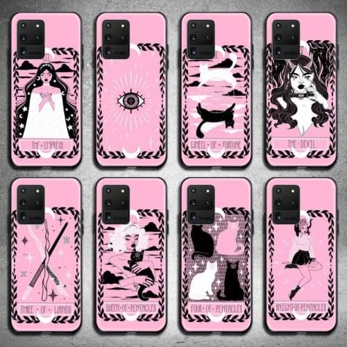 Lovely omens tarot pink Phone Case For Samsung Galaxy S20 FE plus Ultra S6 S7 edge S8 S9 plus S10 5G lite 2020