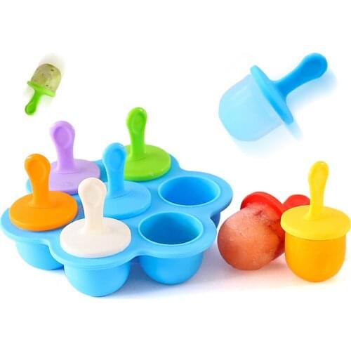 Mini Silicone Popsicles Mold 7-cavity DIY Baby Food Storage Container Ice Trays For Home Kitchen UD88