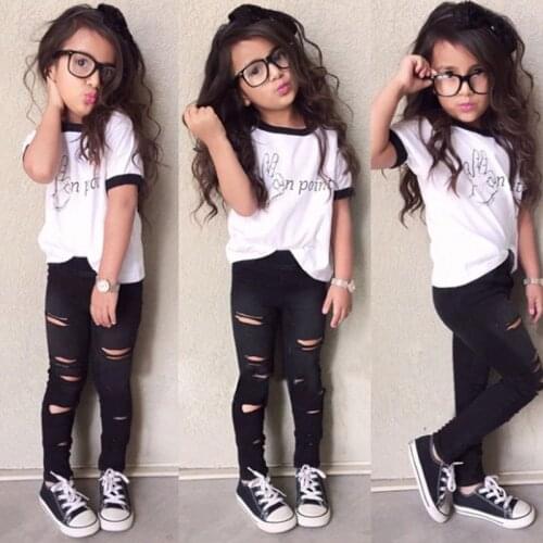 Boutique kids clothing Autumn summer girls set short sleeve tops+pants 2pieces leisure Children clothes fashion outfit tracksuit