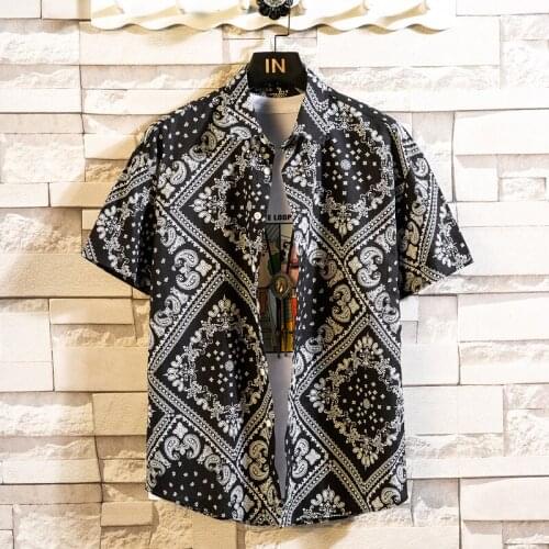 2021 New Arrival Mens Shirts Men Hawaiian Camicias Casual One Button Wild Shirts Printed Short-sleeve Blouses Tops
