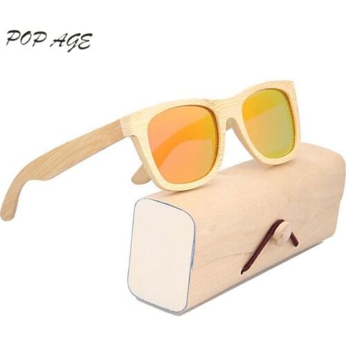 POP AGE Polarized Vintage Glasses Men Brand Wood Mens Sunglasses Eyewear Gafas De Sol De Los Hombres Polarizada GB2001