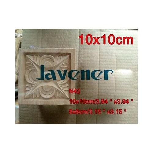 N42 -10x10cm Wood Carved Long Square Applique Flower Frame Door Decal Working carpenter
