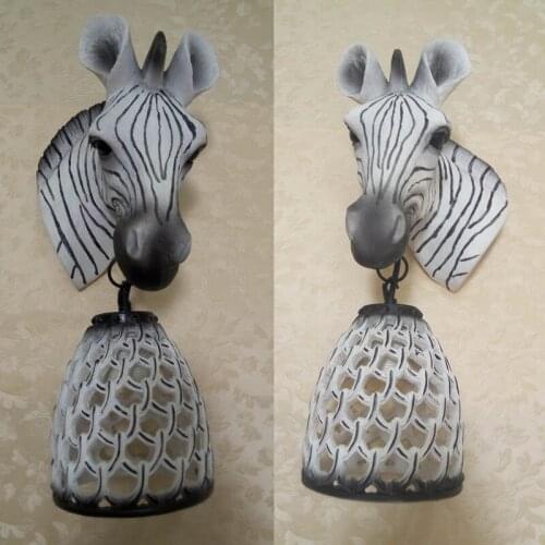 American retro antlers zebra animal head wall lamp bedside bedroom restaurant aisle Nordic personality creative LU811242