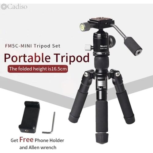 Cadiso FM5C-MINI Mini Tripod Ball Head Tabletop Stand Lightweight Desktop Triangle Bracket for Phone Digital Camera Shooting