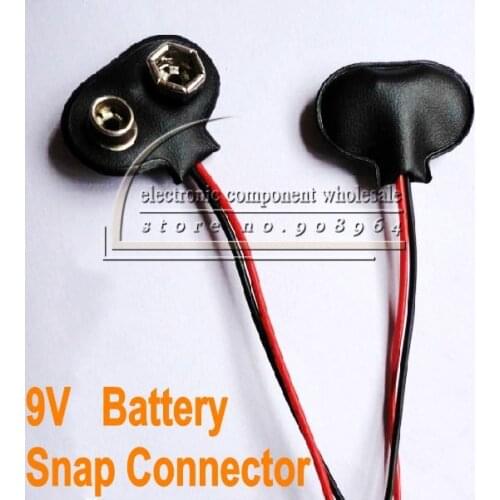 Wholesale 300pcs/lot 9V 6F22 T - TYPE Battery Snap Connector clip Lead Wires holder Free shipping