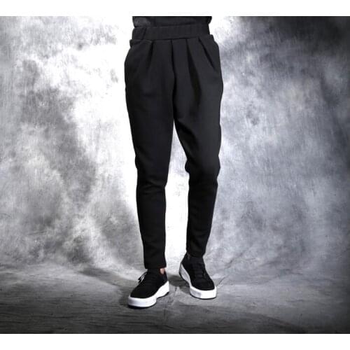 Autumn winter thicken personality trousers mens pants plus velvet harem pant mens feet trousers fashion pantalon homme street