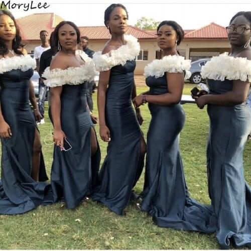 Bridesmaid Dresses Off The Shoulder Spandex Satin Mermaid Bridesmaid Dresses With Lace Up Back Wedding Party Bridesmaid Gowns