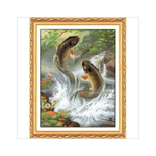 Embroidery Package 3 Pieces (1 lot=3 pieces) Fish Leaping Over The Dragon Gate Water Cross Stitch 5-15Business Days