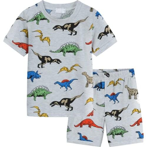 Dinosaur Printed Boys Outfits Cartoon Animal T Shirt Shorts Sets Toddler Kids Children Clothing Set 2021 Summer Outfit Set Boy