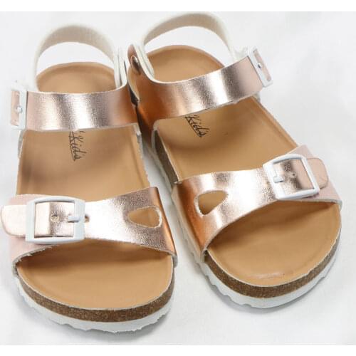 Summer Children Sandals for Girls PU Leather Metallic Glitter Princess Orthopedic Shoes Open Toe Toddler Kids Girl Sandals Cork