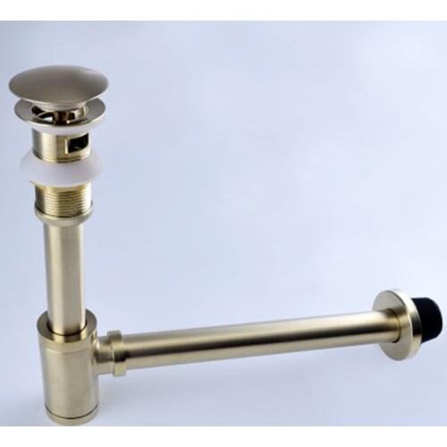 Senlesen Washbasin Drain Pipe Drainer Brushed Golden Basin Sink Counter Drain Pipe Fitting Set