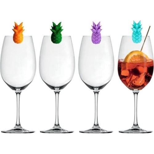 Silicone Red Wine Glass Marker Creative Pineapple Marker Charm Drinking Glass Identification Cup Labels Tag Signs for Party 6pcs