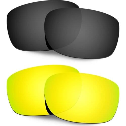 Hkuco Replacement Polarized Lenses For Straightlink Sunglasses - Black&Gold 2 Pairs