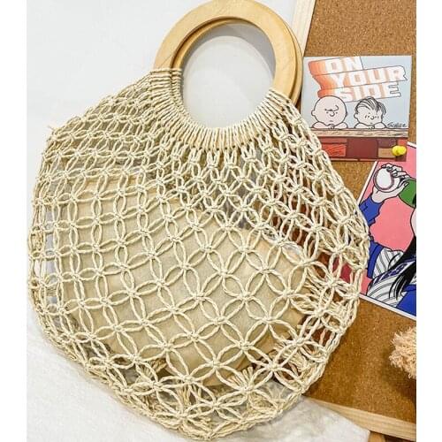 SMOOZA Women Hollow Casual Straw Bag 2021 Fashion Women Coffee Beige Color Handbags Girl Travel Shipping Bags For Women Ladies