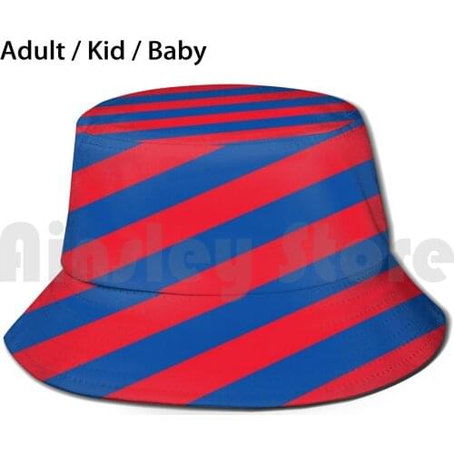 Crystal Red And Blue Angled Stripes Sun Hat Foldable UV Protection Cpglaziers South London Selhurst Park