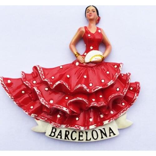 Flamenco dancer girl tourist souvenir magnet fridge magnet in Barcelona Spain