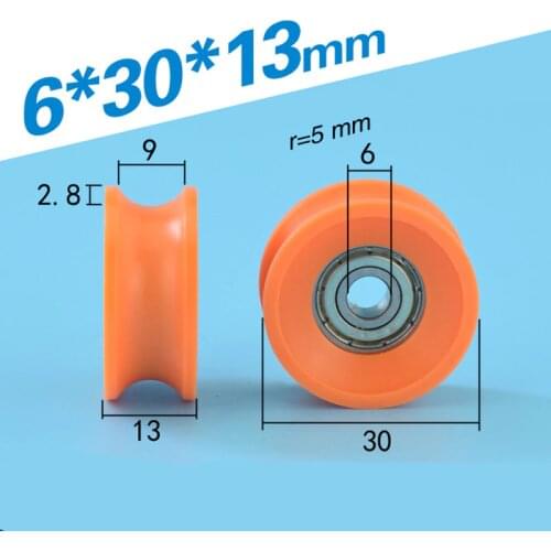 [U0630-13]10PCS high quality 606zz ball bearing coated window door roller wheel U groove type sliding pulley 0630UU 6*30*13mm