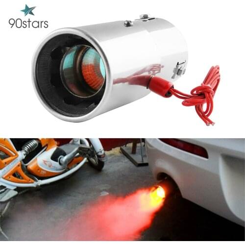 1Pcs Universal Car LED Exhaust Pipe Red Light Flaming Muffler Tip Stainless Steel Trim Modified Car Rear Tail Throat