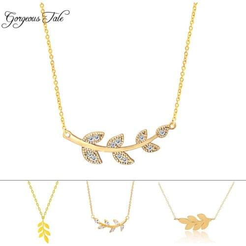 GORGEOUS TALE Womens Jewelry Leaf Statement Necklace Chokers Necklaces Women Gold Color Maxi Collier Stainless Steell Chain BFF
