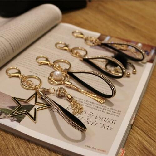 Pearl tassel pentagram GIFT Tassel ball car key chain exquisite bag pendant Keychain