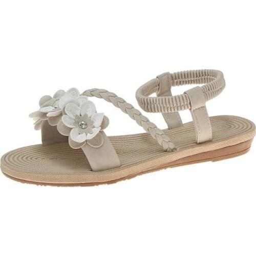 2020 summer sandals womens Korean open toed flower womens shoes flat bottomed with Roman beach sandals women