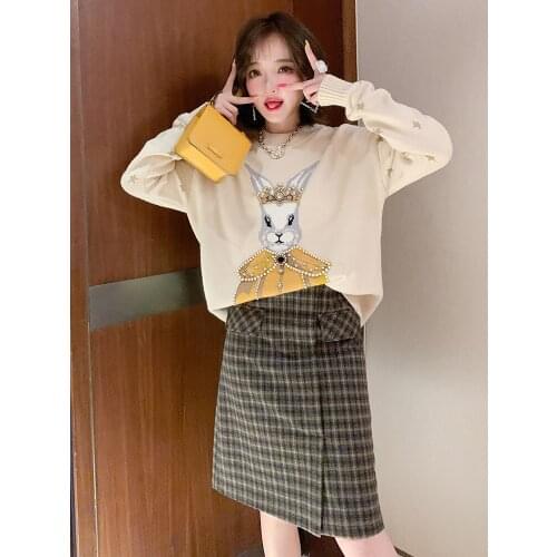 Nail Bead Contrast Jacquard Star Embroidery Loose Joker Women Winter High Quality