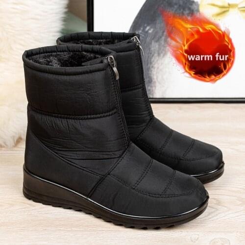 Waterproof Casual Snow Boots Women Winter Shoes 2021 New ZIP Warm Plush Fur Comfortable Women Ankle Boot Female shoes Mother