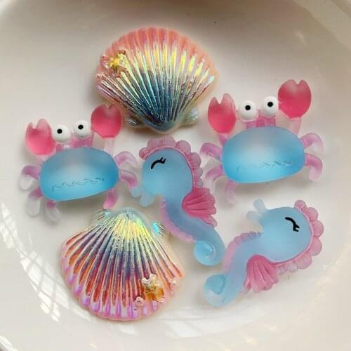 10pcs AB Resin Flatback shell Rhinestone/Sea crab hippocampal crystal gem stone Kawai flat back decorationrhinestones