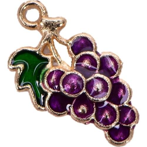 10Pcs/lot Alloy Enamel Grape Fruit Charms Pendants Craft DIY Jewelry Findings